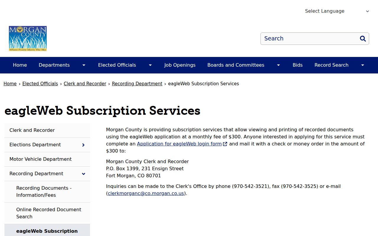 Morgan County Clerk of Court records and eagleWeb subscription services