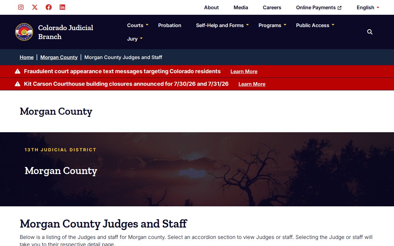 Morgan County court dockets judges and staff listing