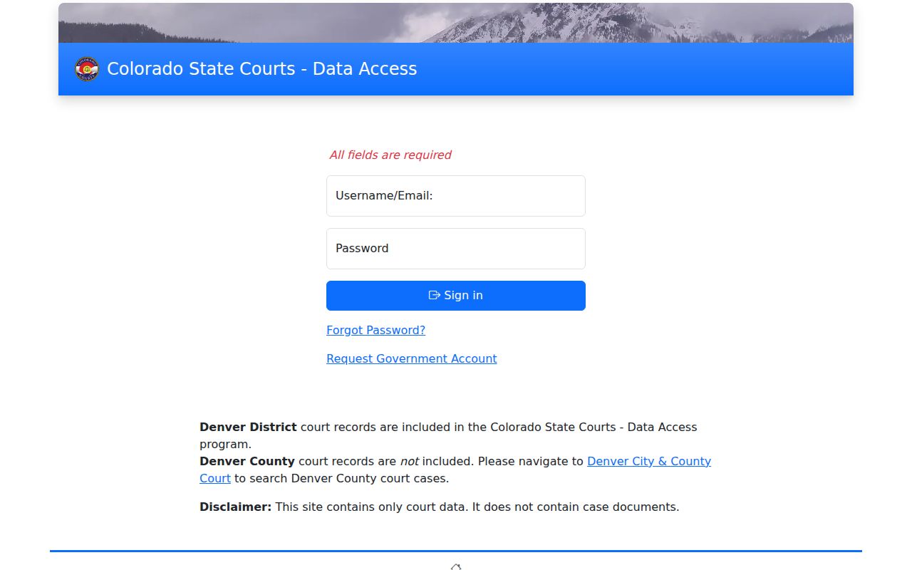 Morgan County court dockets Colorado State Courts Data Access sign-in