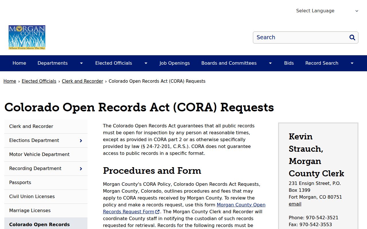 Morgan County court records CORA request instructions