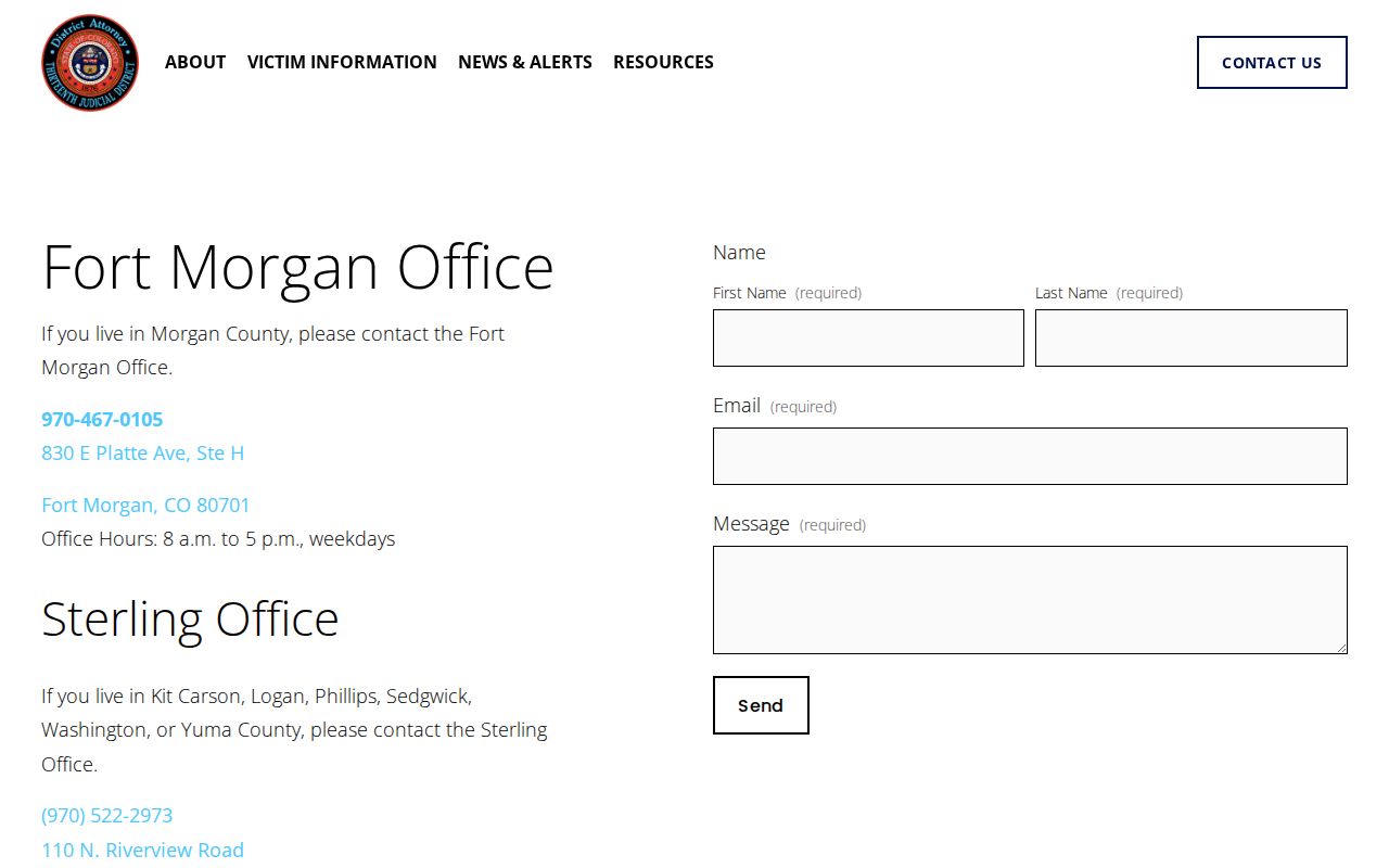 Morgan County criminal court records 13th Judicial District Attorney contact page