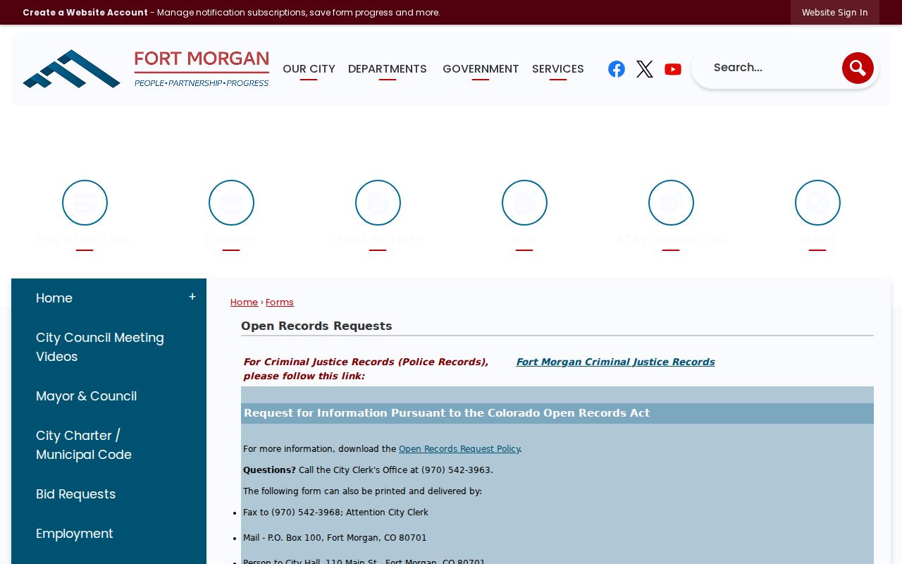 Morgan County traffic court records Fort Morgan open records request channel