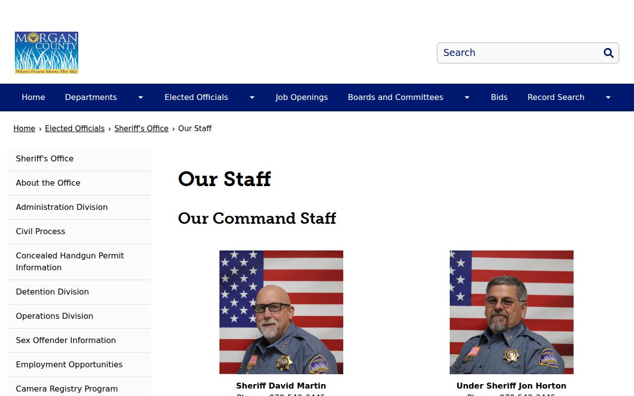 Morgan County warrant search Sheriff's Office staff page